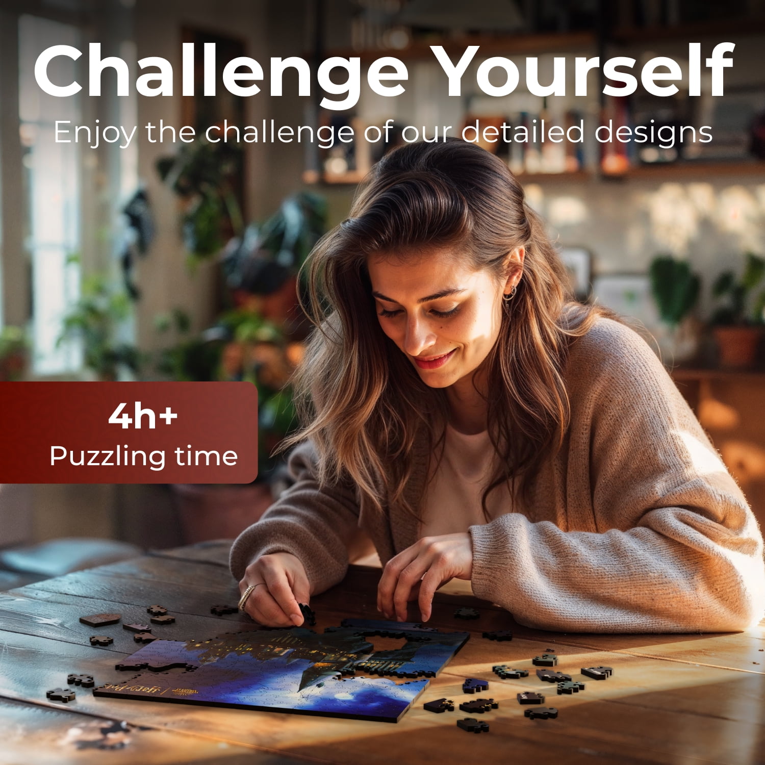 CRAFTHUB Harry Potter Puzzles - Hogwarts Wooden Jigsaw Puzzle for Adults - Ages 13+, 10.8"x11.9"