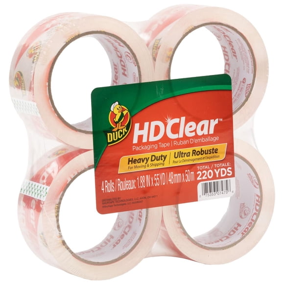 Duck Brand HD Clear Heavy Duty Packing Tape, 1.88 in. x 54.6 yd.,
