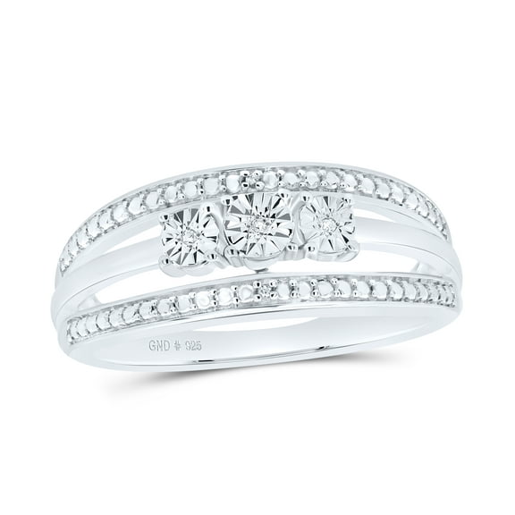 Sterling Silver 0.01 Cttw Natural Wedding Engagement Anniversary Diamond Ring, Women Size: 5-9