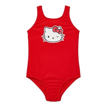 Hello Kitty x Wonder Nation Toddler Girl One-Piece Swimsuit, Sizes 18M-5T