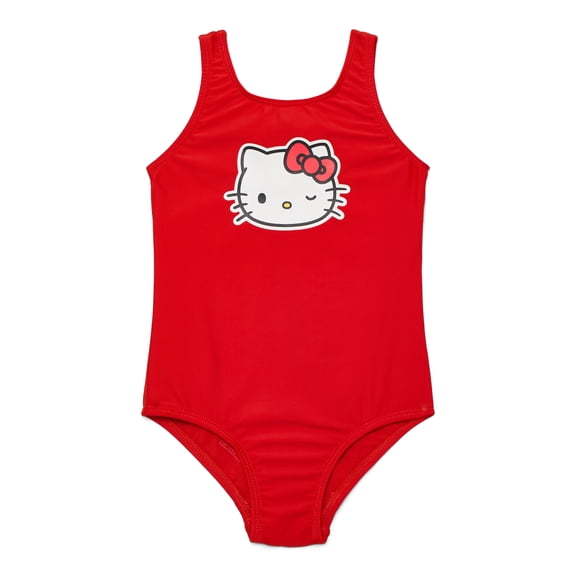Hello Kitty x Wonder Nation Toddler Girl One-Piece Swimsuit, Sizes 18M-5T
