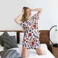 thumbnail image 3 of Wukai Red Blue Leaves Women's Pajama Set,Short-Sleeve Top and Shorts with Elastic Waistband and Pockets for Loungewear, Yoga, and Casual Wear-Small, 3 of 8