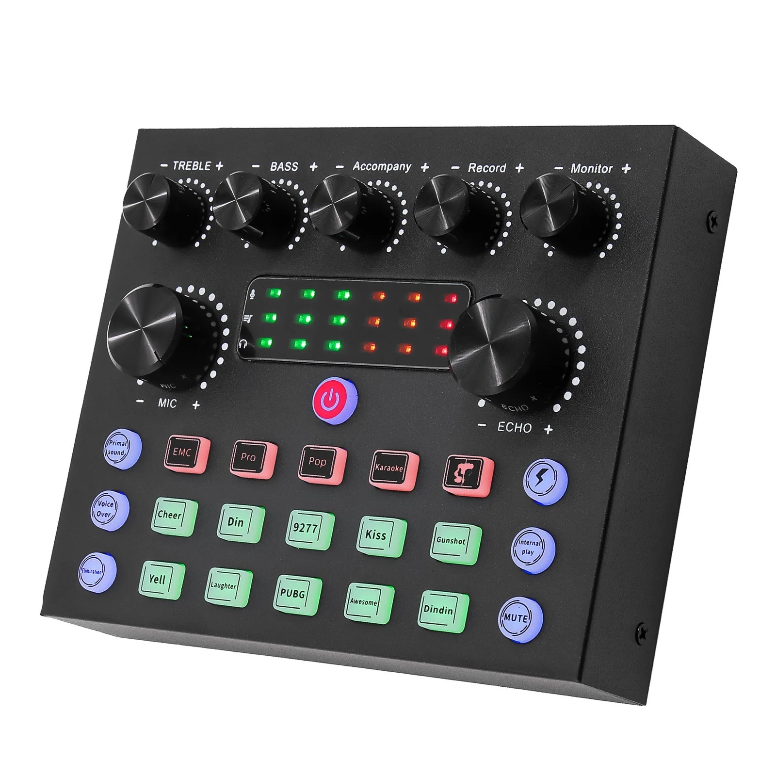 Portable Audio Device V8S Audio Mixer External Sound Card with 10 Sound Effect For Live Streaming PC Computer Phone Broadcasting ,Precision Control