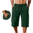 thumbnail image 2 of Men's Hiking Capri Pants 3/4 Joggers Gym/Workout Below Knee Long Shorts Lightweight Quick Dry Elastic Waist with Zipper Pockets and Drawstring Army Green, 2 of 9