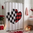 thumbnail image 3 of Valentine's Day Shower Curtain Love Heart Bathroom Curtains with Hooks, Waterproof Fabric Romantic Red Black Buffalo Plaid Bath Shower Curtains Set for Bathroom Bathtubs Valentines Decor 72x72 Inch, 3 of 9