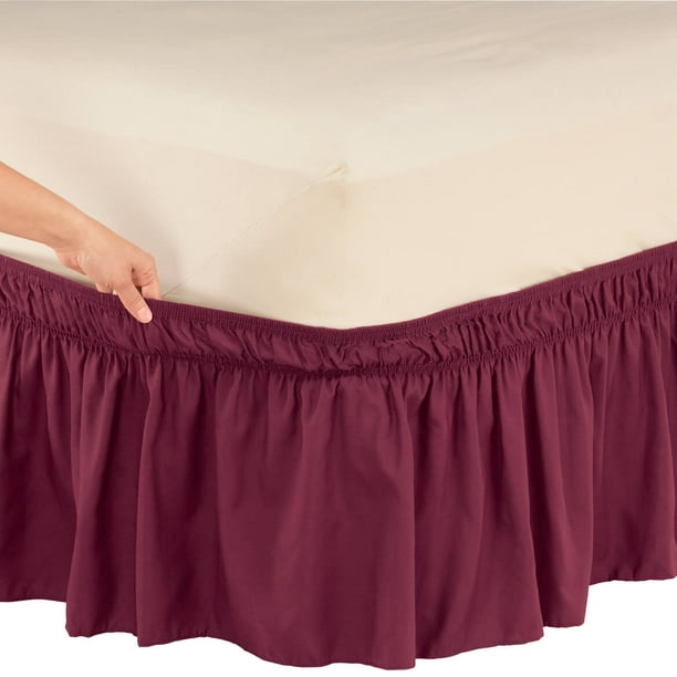 Solid Wrap Around Elastic Bed Skirt by OakRidge™Twin FullBurgundy