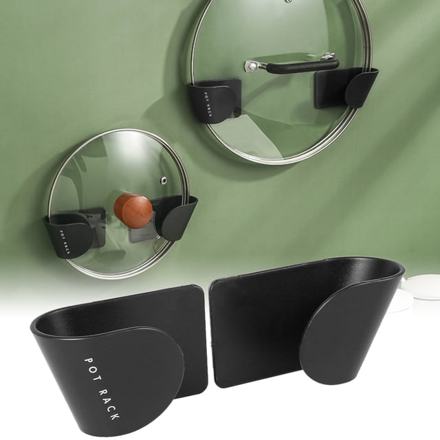 Organizador De Tapa De Olla Montado En La Pared 2 Piezas Soporte De Tapa De Olla De Plástico Soporte De Tapa De Olla Autoadhesivo Estante De Almacenamiento En Forma De U Colgadores De Tapa De Olla Ute Muyoka Hogar