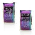 thumbnail image 2 of Gem Stone King Padre Nuestro Stainless Steel Rainbow Huggie Earrings 13MM Length 7MM Width, 2 of 4