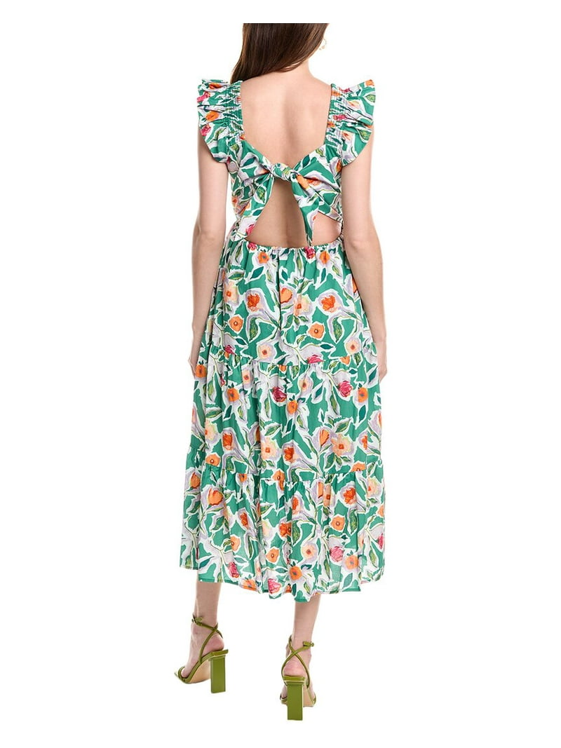 English Factory womens Back Bow Floral Midi Dress, s, Green - Walmart.com English Factory womens Back Bow Floral Midi Dress, s, Green - Walmart.com