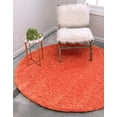 thumbnail image 2 of Unique Loom 3151450 4 x 4 ft. Solid Shag Round Rug, Tiger Orange, 2 of 15