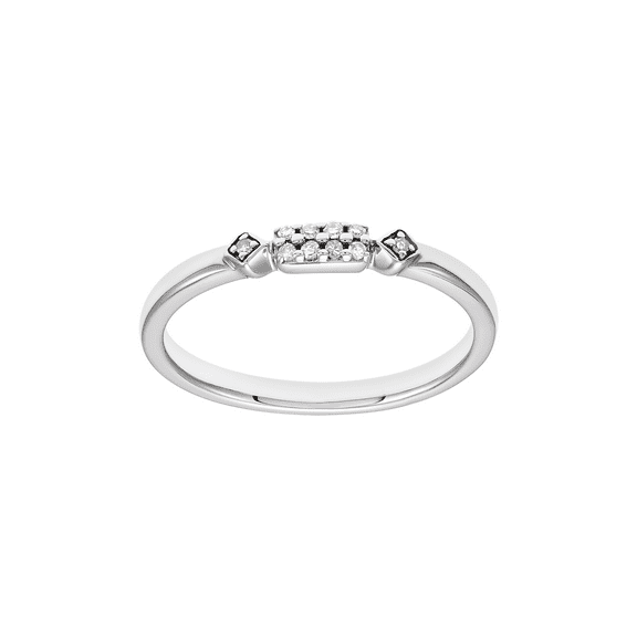 Women's Welry Dainty Band Ring with Diamonds in 10kt White Gold, Size 7