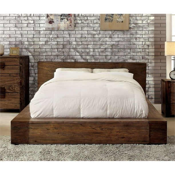 Furniture of America Elbert Rustic Wood Platform California King Bed in
