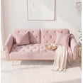 thumbnail image 6 of Leumius 70" Loveseat Sofa,Convertible Futon Sofa Bed Velvet Sleeper Sofa Bed with Throw Pillow & Gold Metal Legs,2-Seat Loveseat for Living Room,Bedroom,Office,Pink, 6 of 8