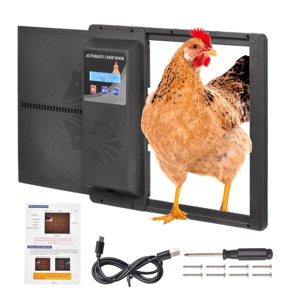 Gonipol Weather Proof Automatic Chicken Coop Door with Timer Control - Multi-Mode Chicken Door Opener (Black)