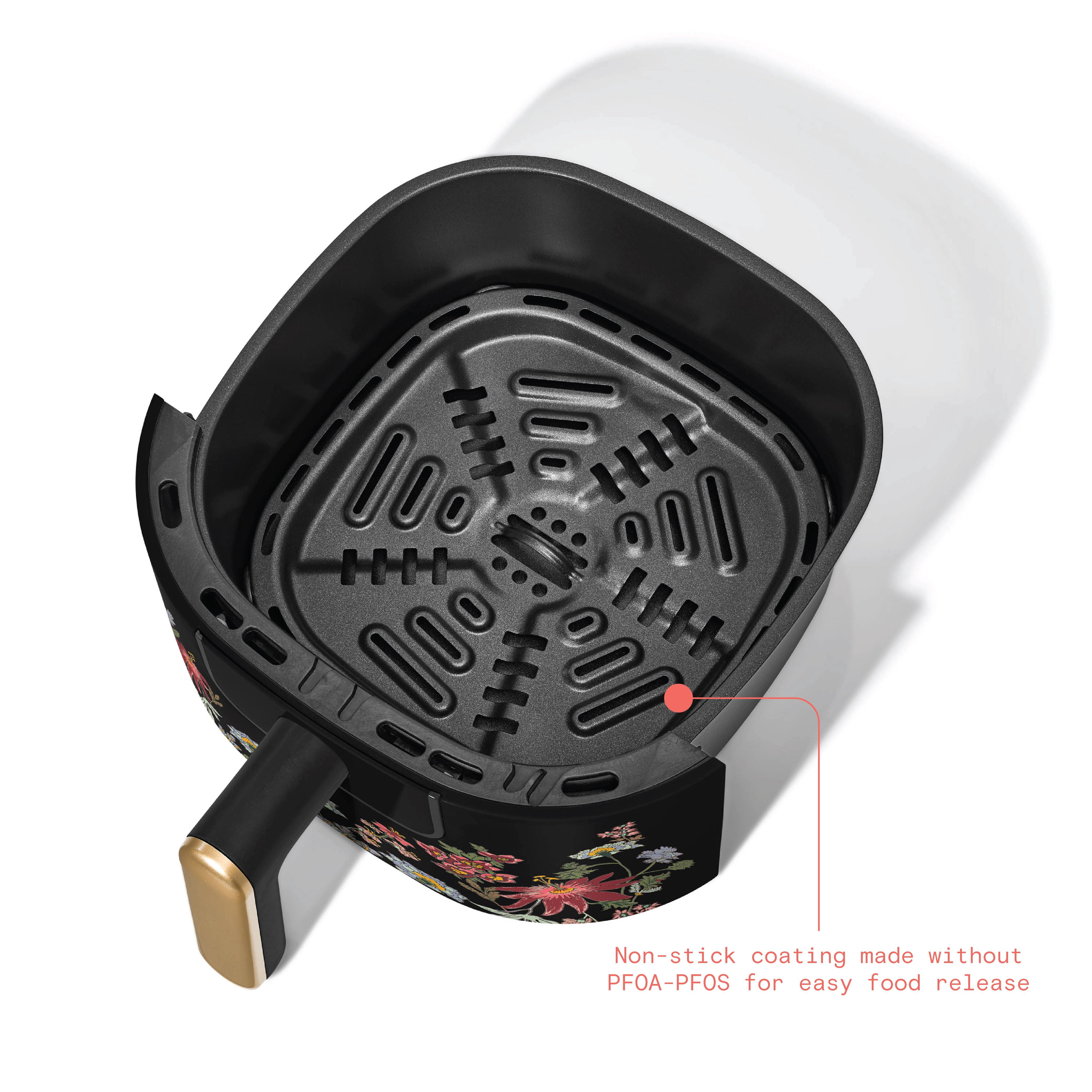Beautiful 3 Qt Air Fryer with TurboCrisp Technology, Wildflower by Drew Barrymore, Black