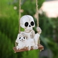 thumbnail image 2 of Happydeer Skeleton And Ghost Cat Figurine Halloween Swing Skeleton Ornament Gothic Hanging Decoration for Car Rearview Mirror Home Halloween Party Decor (White), 2 of 13