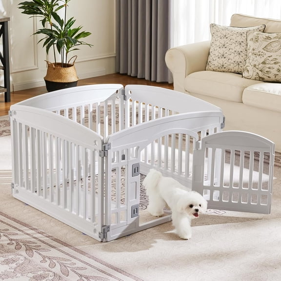 Dog Playpen 4-Panel 24" | Safe & Secure Indoor/Outdoor Pet Fence | Folding & Portable | 35 x 35 x 24IN, Ideal for Small to Medium Dogs | Easy to Clean