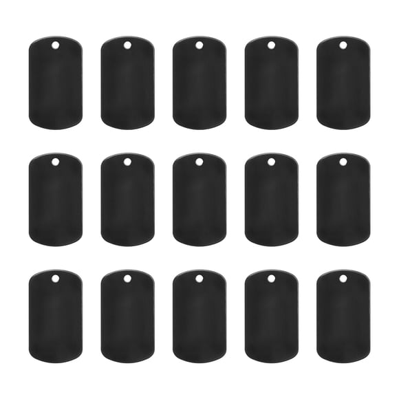 Etiquetas en blanco de metal para estampado, etiquetas en blanco negras para perros, etiquetas de identificación para mascotas, etiquetas colgantes, 15 piezas