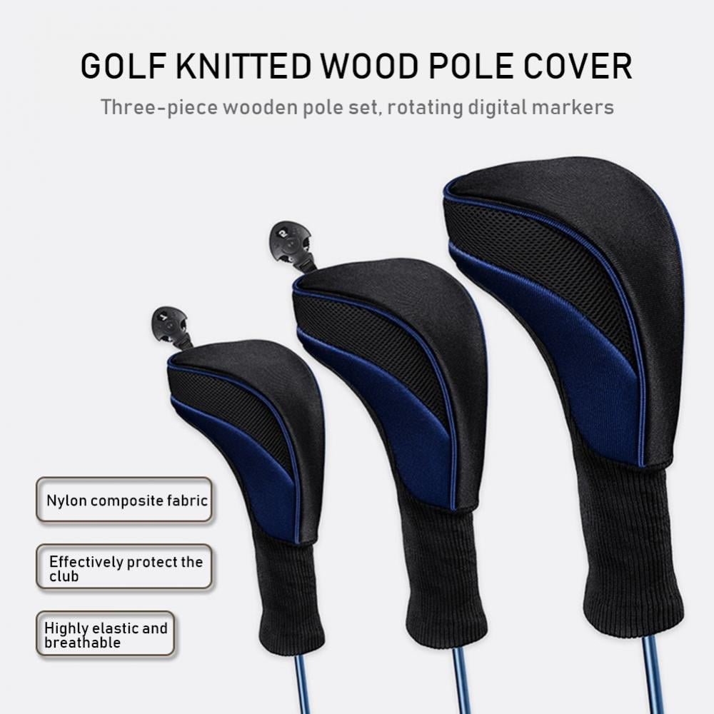 3Pcs Long Neck Mesh Golf Club Head Covers Set, Long Knit
