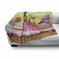 thumbnail image 3 of Cartoon Soft Flannel Fleece Throw Blanket, Kids Castle Landscape with Donuts Muffins Ice Cream Nursery Image, Cozy Plush for Indoor and Outdoor Use, 50" x 70", Sand Brown and Pink, by Ambesonne, 3 of 6