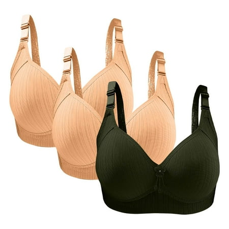 Bigersell Women s Seamless Sports Bra Clearance 3pc Woman s Plus Size Solid Color Without Underwire Gathering Comfortable Bras Daily Bra Balconette Bra Style F-1217 Green-1 42/95