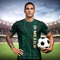 thumbnail image 4 of DXSCSE Mexico Soccer Jerseys - Breathable Mexico Jersey Men, Mexico Team Short Sleeve Crew Neck Football Jersey Shirts for Sports Fans Dark Green M, 4 of 5