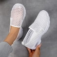 thumbnail image 2 of Women's Mesh Slip On Walking Shoes Breathable Non Slip Summer Wedge Loafers Comfortable Sneakers with Arch Support White Size 8, 2 of 6