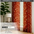 thumbnail image 6 of Vargottam Cotton Rod Pocket/Back Tab Curtains - 96" Floor-Length Drapes for Long Doors or Large Windows - Light Filtering, 3-in-1 Header - Set of 2, 52"x96" - Motif Vine Design (Orange), 6 of 8