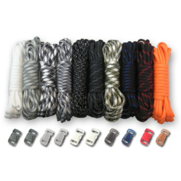 Paracord Planet 550lb Type III Paracord Combo Crafting Kits with Buckles