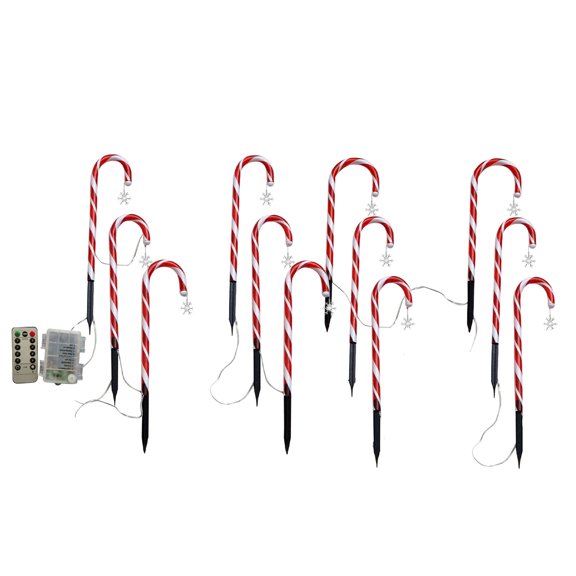 Generic Christmas Candy Cane Pathway Markers Battery Operated LED Decoration Lights for Indoor Outdoor Pathway Garden Patio Yard, 1 Set /12 Pcs