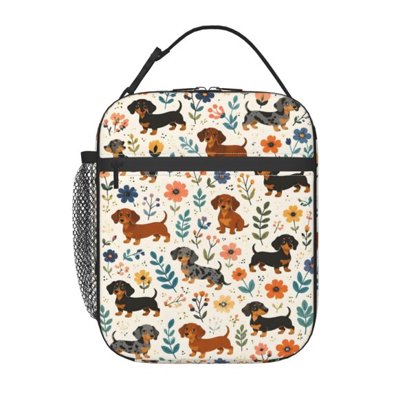 Cute Dachshund Dog Lunch Bag Reusable Thermal Lunch Tote with Handle for Women and Men
