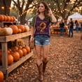 thumbnail image 4 of Textilo Womens Halloween Print T-Shirt Raglan Short Sleeve V-Neck Shirt Witch Graphic Tshirts Vintage Comfort Funny Spooky Season Tops, 4 of 7
