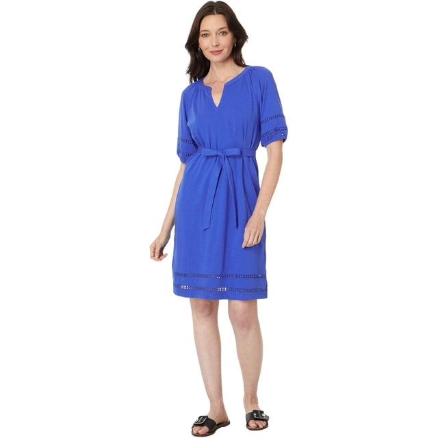 Tommy Hilfiger Womens Belted Puff Sleeve A-line Dress, blue, S
