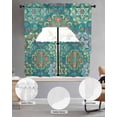 thumbnail image 2 of Green Boho Swag Curtains for Living Room/Bedroom Windows, Shabby Vintage Ethnic Abstract Floral Art Kitchen Curtains and Valances Set 36 Inch Length, Light Filtering Swags Valance Curtain Panels, 2 of 5