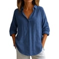 thumbnail image 2 of Womens Summer Tops Imitation Linen Casual Cardigan Paired with A Medium To Long Collared Loose Shirt, 2 of 4