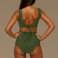 thumbnail image 4 of UTSJKR Scalloped Trim Two Piece Swimsuits for Women High Waisted Bikini Sets Tummy Control Cheeky Bathing Suits Swimwear Army Green XL, 4 of 7