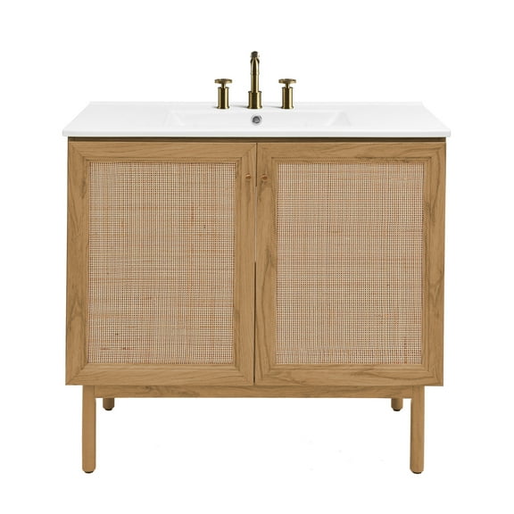 Classe 36" Freestanding Bathroom Vanity in Golden Oak with 3-Hole Widespread Sink Top
