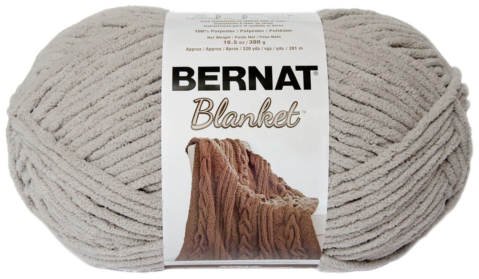 Bernat® Blanket™ #6 Super Bulky Polyester Yarn, Pale Grey 10.5oz/300g, 220 Yards
