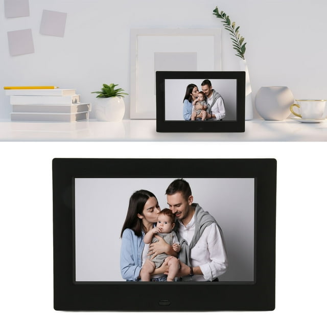 Digital Photo Frame, Electronic 7in HD 1080P Digital Picture Frame with Remote Control, Photo Album with Clock and Calendar, for Friends and FamilyBlack
