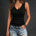 thumbnail image 4 of Lmueinov Deep V-Neck Tank Tops for Women Ribbed Knit Sleeveless Fitted Trendy Cami Shirt Soft Solid Casual Summer Fall Vacation Outfits, 4 of 8