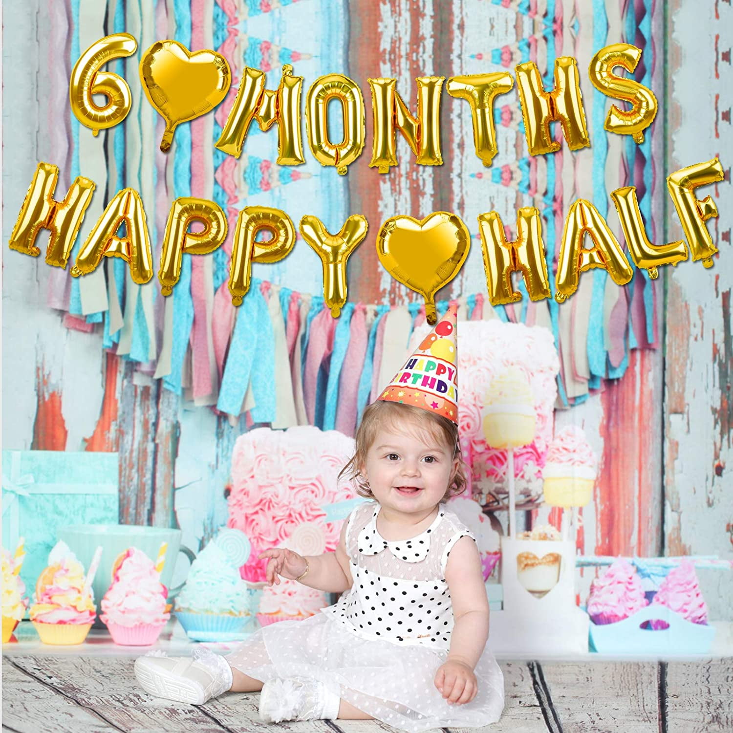 Party Propz Half Birthday Decorations Kit For Baby Girl Combo - 46Pcs Items  Set For 6 Months Birthday Decorations For Girl - 1/2 Birthday Decorations  For Girls - Half Birthday Banner, Balloons,