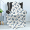 thumbnail image 4 of Spaceship Soft Flannel Fleece Blanket, Repetitive Disc Shaped Flying Saucers and Stars on Plain Backdrop, Cozy Plush for Indoor and Outdoor Use, 50" x 70", White and Pale Ceil Blue, by Ambesonne, 4 of 5