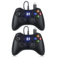 thumbnail image 1 of Mando con cable para Xbox 360 y PC, joystick mejorado, doble vibración, conector de audio 2.5mm, pack de 2 unidades, 1 of 6
