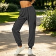thumbnail image 4 of Admvng Womens Pants Cuffed Hem Drawstring Elastic Waist Casual Full Length Trousers with Pockets, 4 of 8