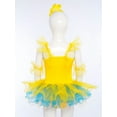 thumbnail image 4 of TSSOE Kids Girls Sequin Ballerina Skirted Leotard Swan Lake Ballet Dance Tutu Princess Dress with Hair Clip Cuffs Set Yellow 11-12, 4 of 6