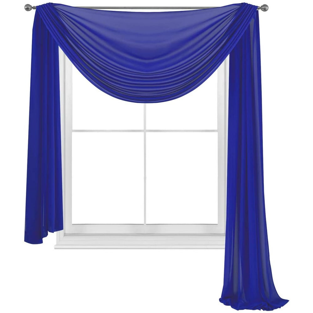 Royal Blue Scarves Elegance Sheer Voile Window Curtain Scarf Fully
