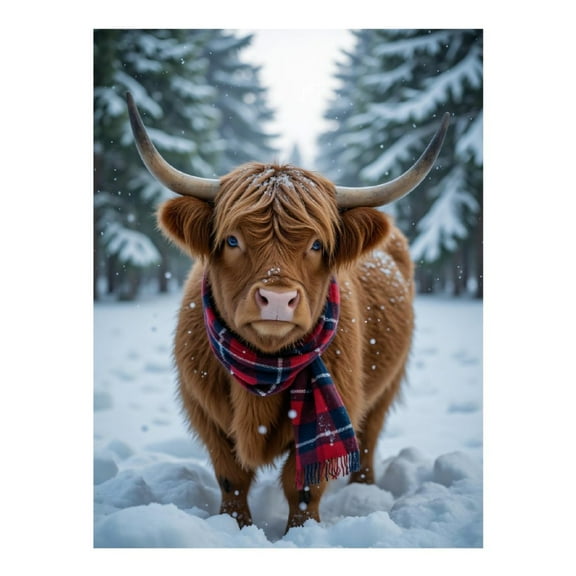 Diamond Art Kit for Adults, Winter Cow Snowy Scene Diamond Painting for Adults Beginners, DIY Diamond Art Painting Kits, 5D Diamond Painting Crafts for Home Decor 12x16 Frameless