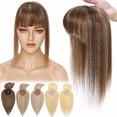 thumbnail image 3 of Benehair Women Topper Hairpiece With Bang Clip In Human Remy Hair Mono Base Toupee Top Cover Highlight US, 3 of 13