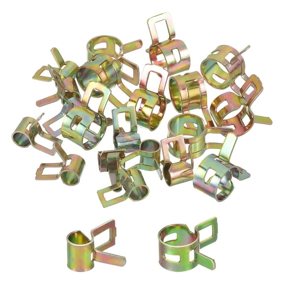 Uxcell ID 5mm 10mm 3/16 Inch 3/8 Inch Fuel Line Hose Clips, Pipe Clamps,Spring Hose Clamp,Low Pressure Air Clamp,Pack of 20(Rose Gold)