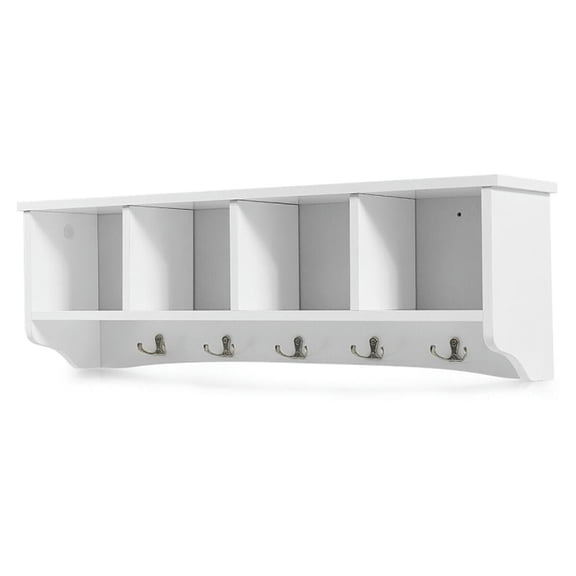 Topcobe Wall-Mounted Storage Cabinet Hanging Entryway Shelf Coat Rack, Modern Furniture for Indoor-White